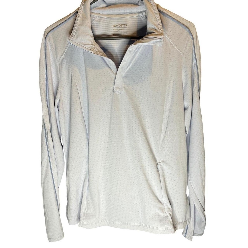 Mondetta Performance Luxury Womens Large Light Blue 1/4 Zip Pullover Thumbholes